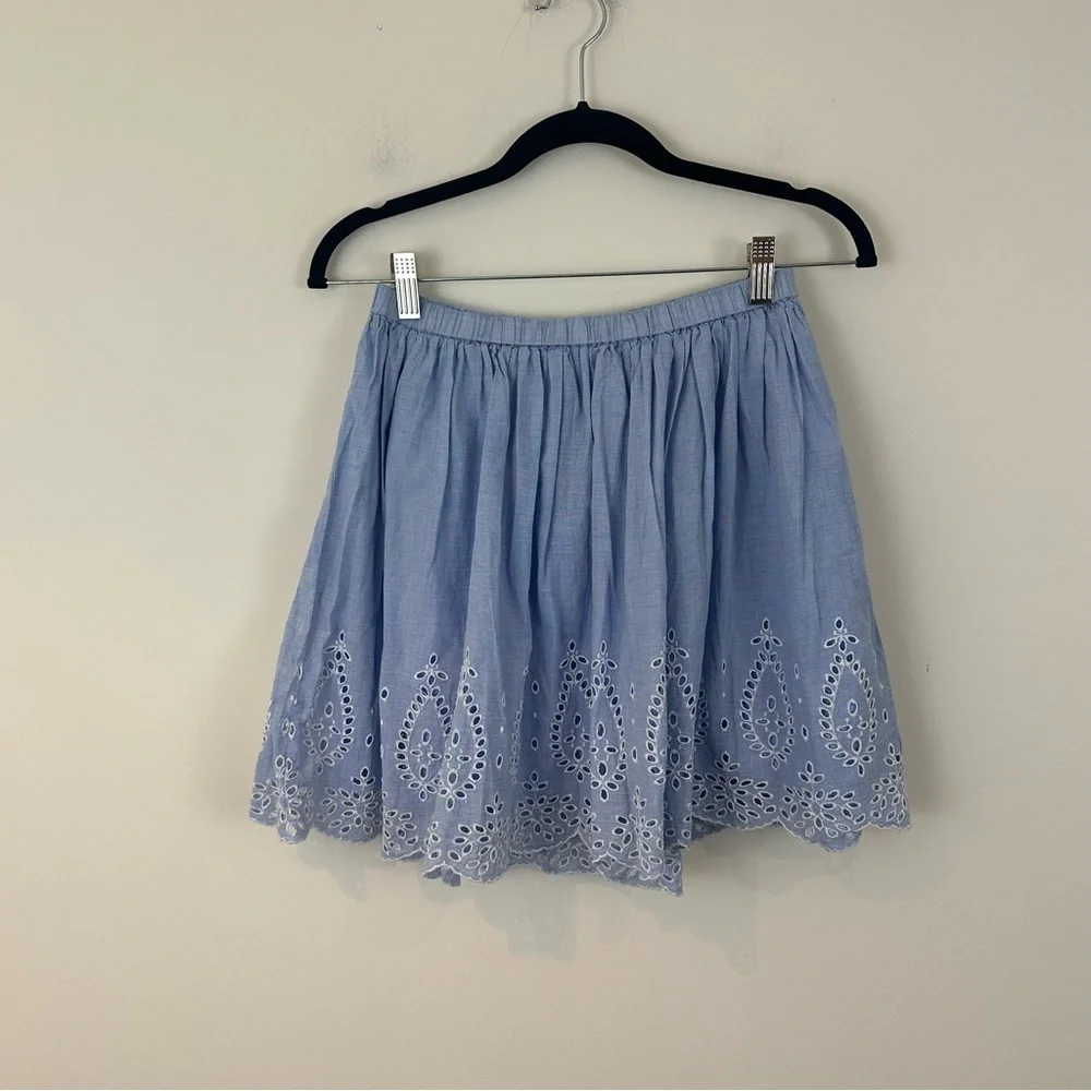 Gap Kids Light Blue and White Eyelet Pleated Skirt Elastic Waist Size XXL Girl's